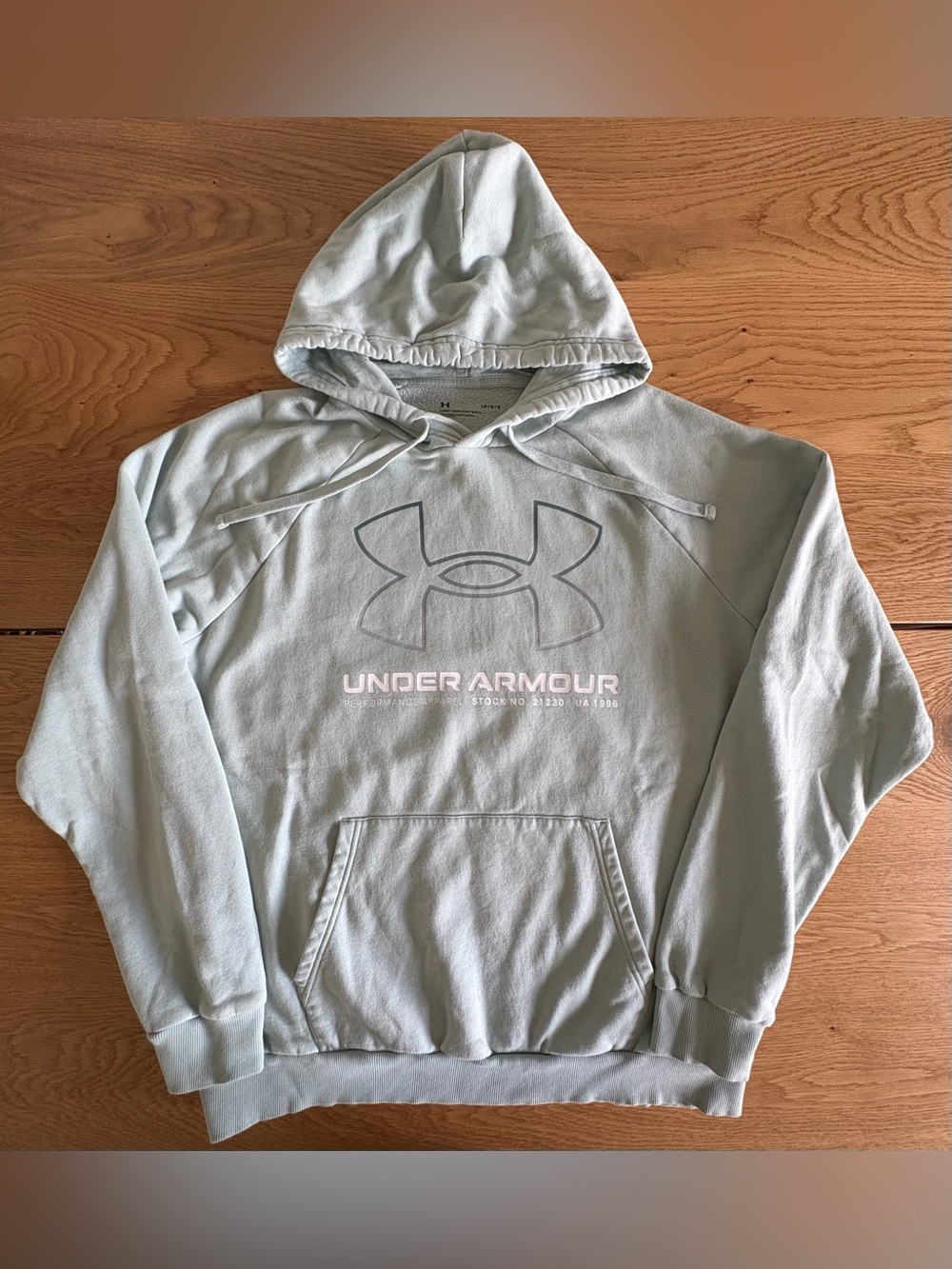 Under Armour Hoodie Mens Large Light Green Pullover Sweatshirt Big Logo